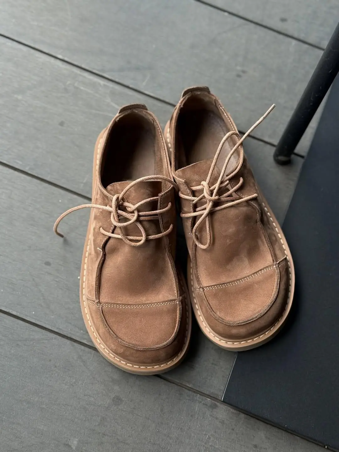 Handmade Women Suede Shoes Wide Toe Box Leather