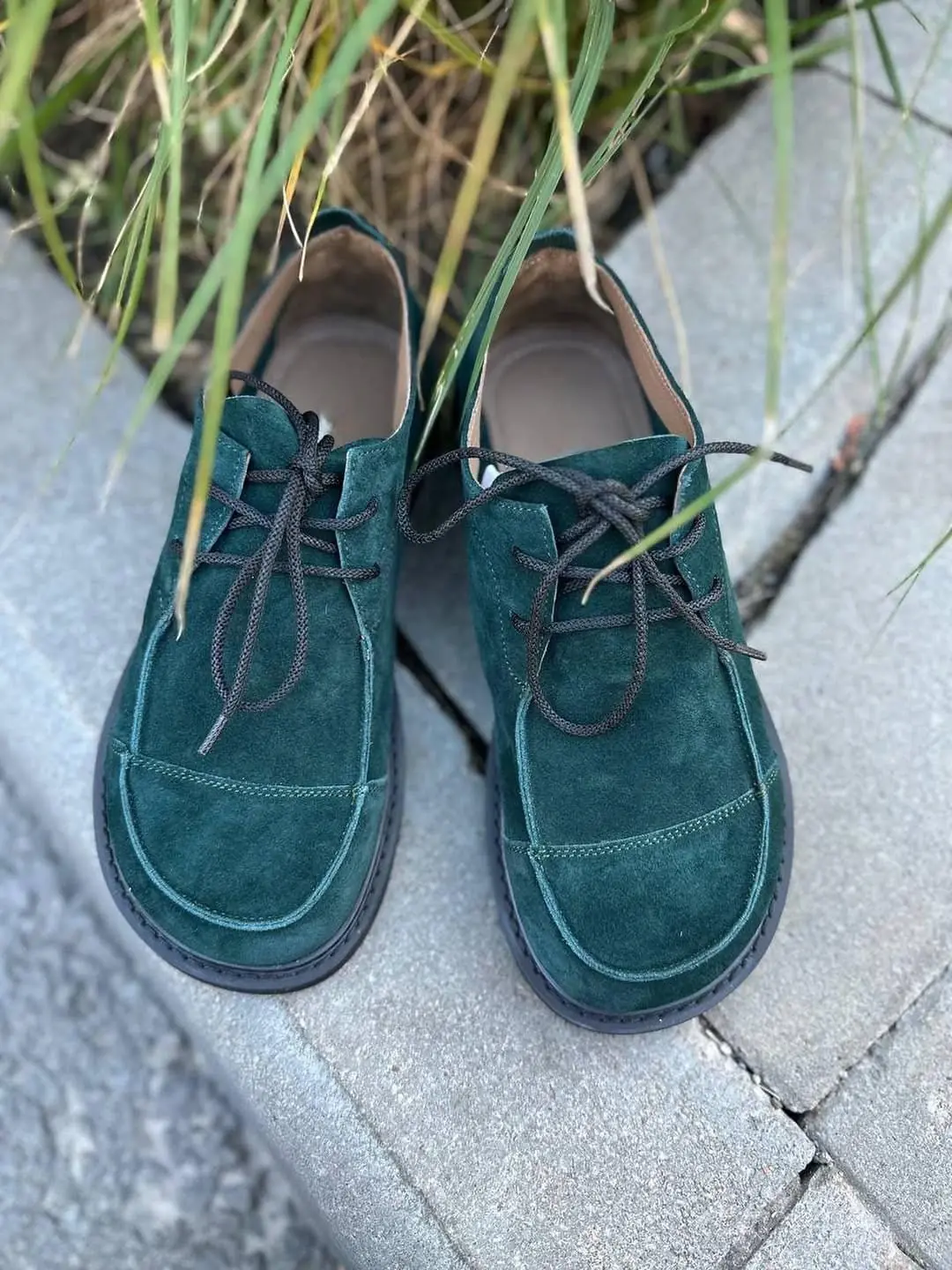 Handmade Women Suede Shoes Wide Toe Box Leather