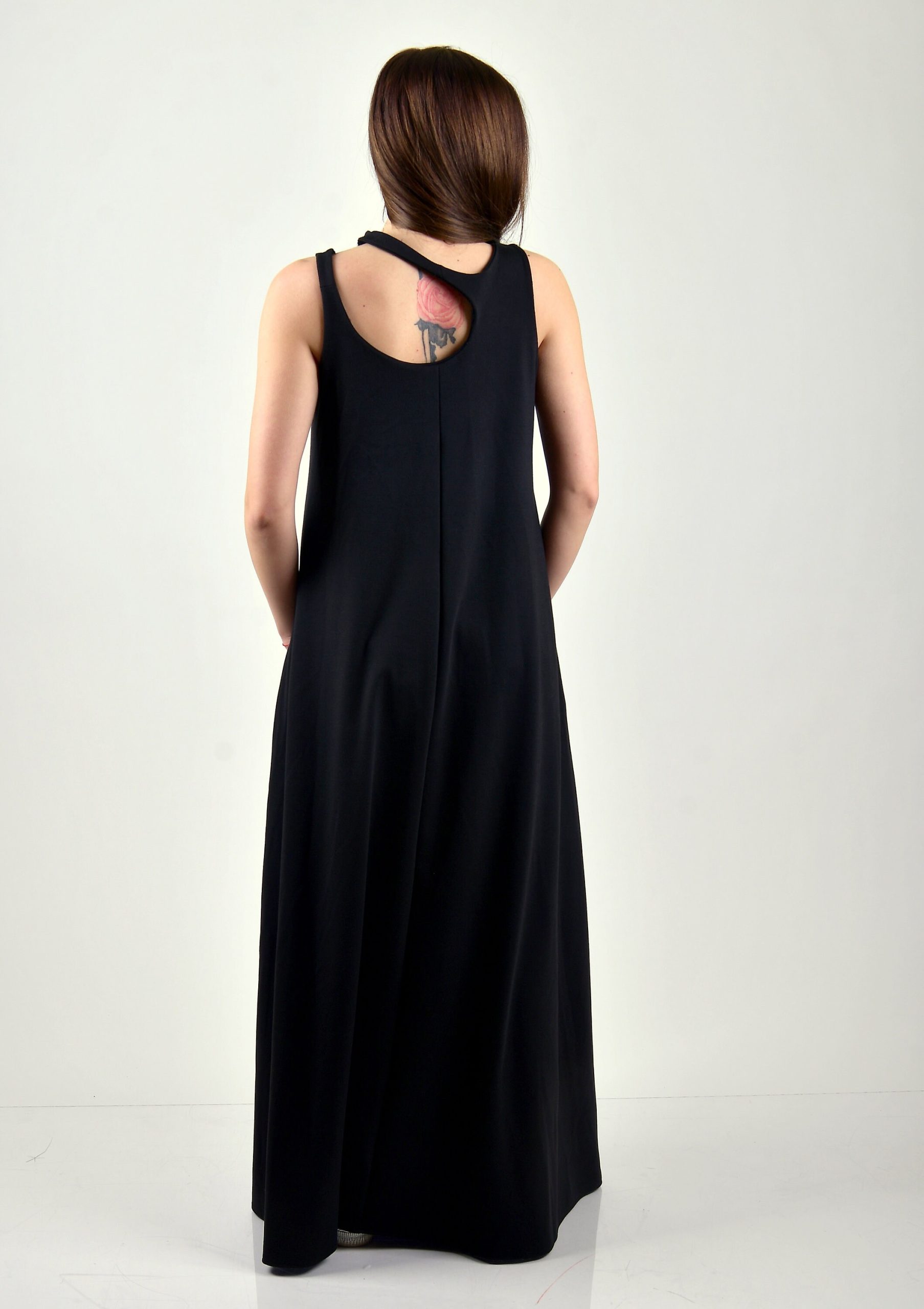 Long Summer Dress Women Maxi Black Loose Plus