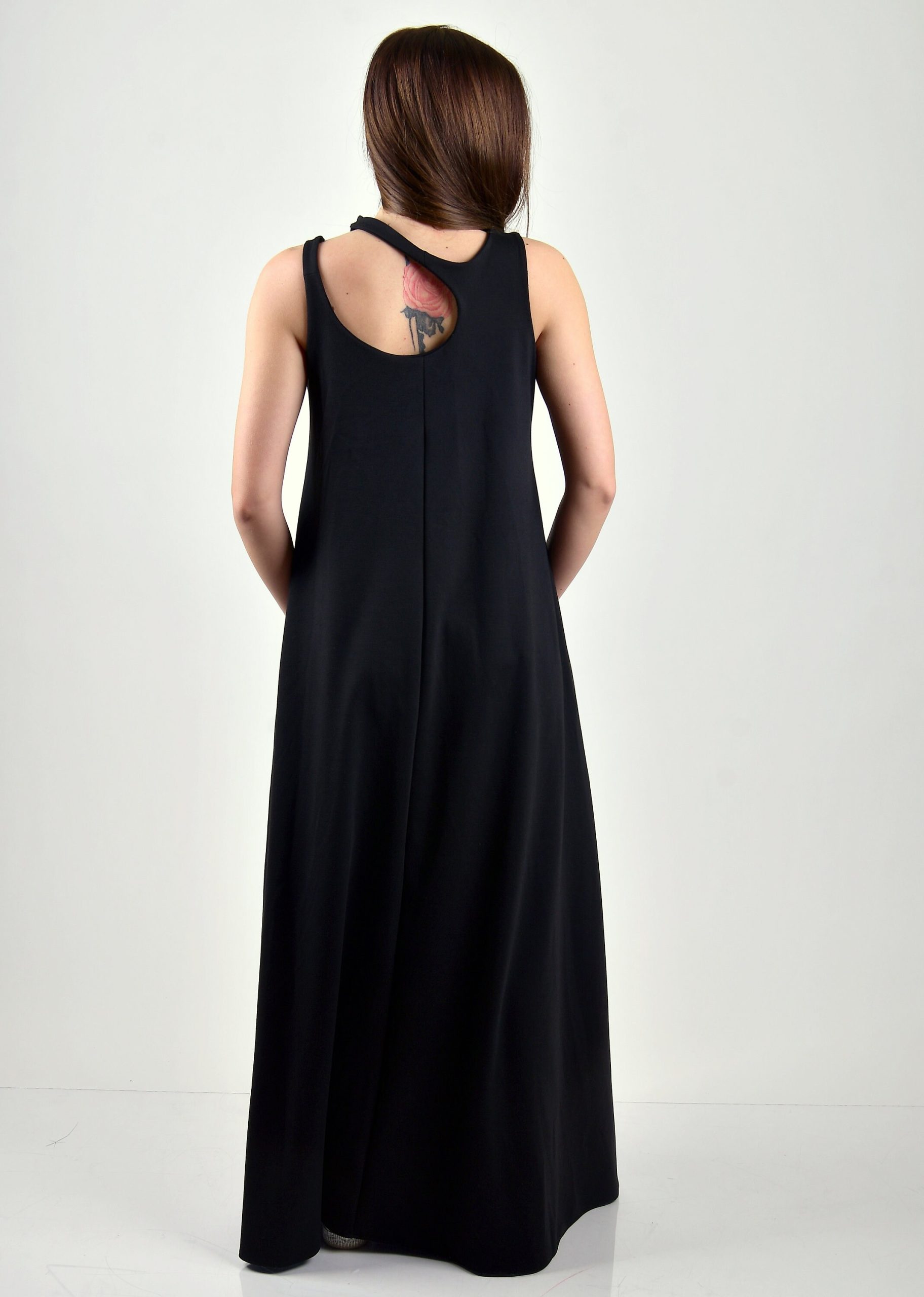 Long Summer Dress Women Maxi Black Loose Plus