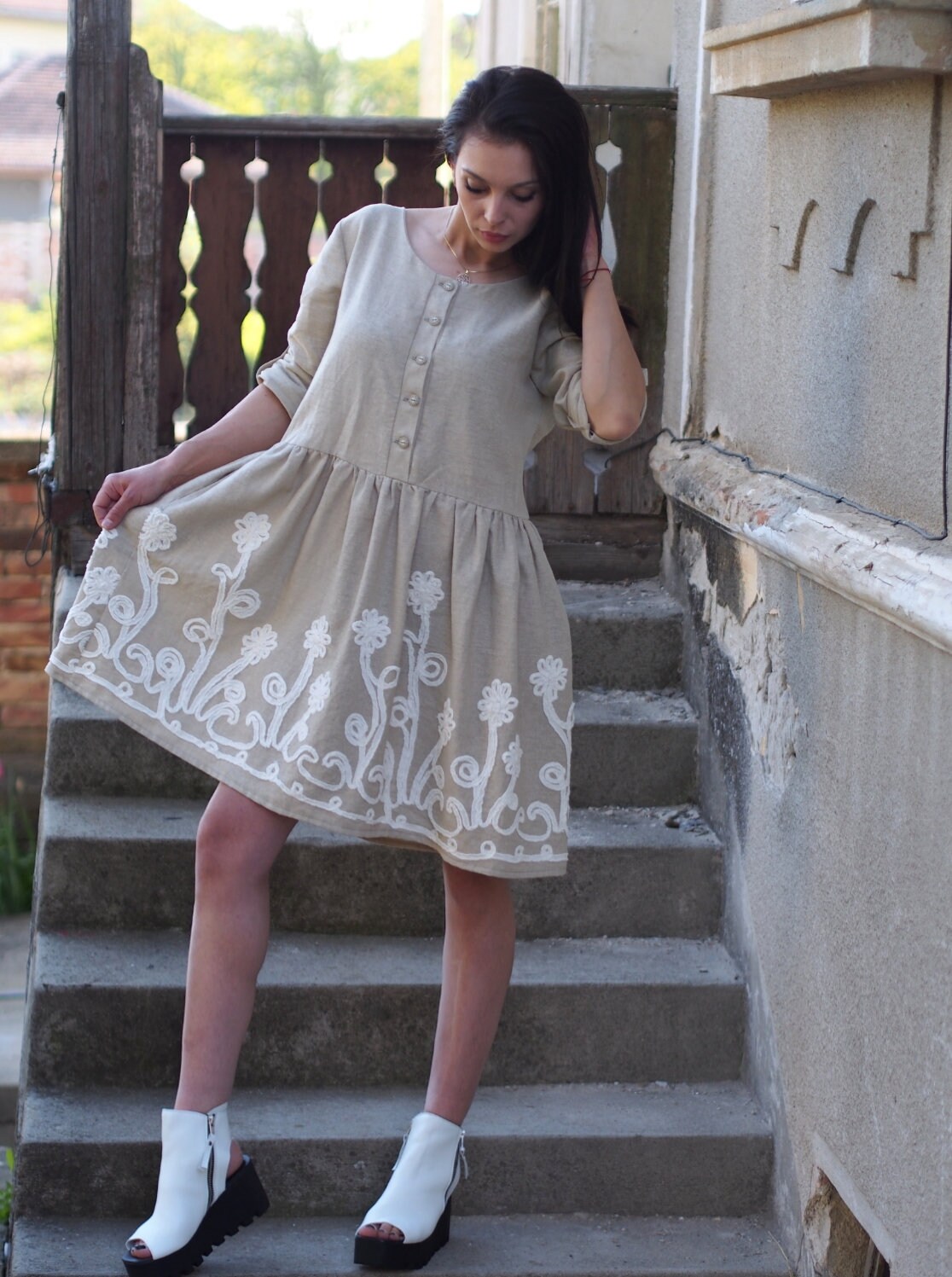 Loose Linen Dress Women Maxi Summer For Oversized