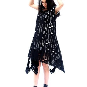 Long Asymmetric Women Dress Maxi Black Kaftan Loose