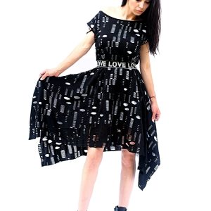 Long Asymmetric Women Dress Maxi Black Kaftan Loose