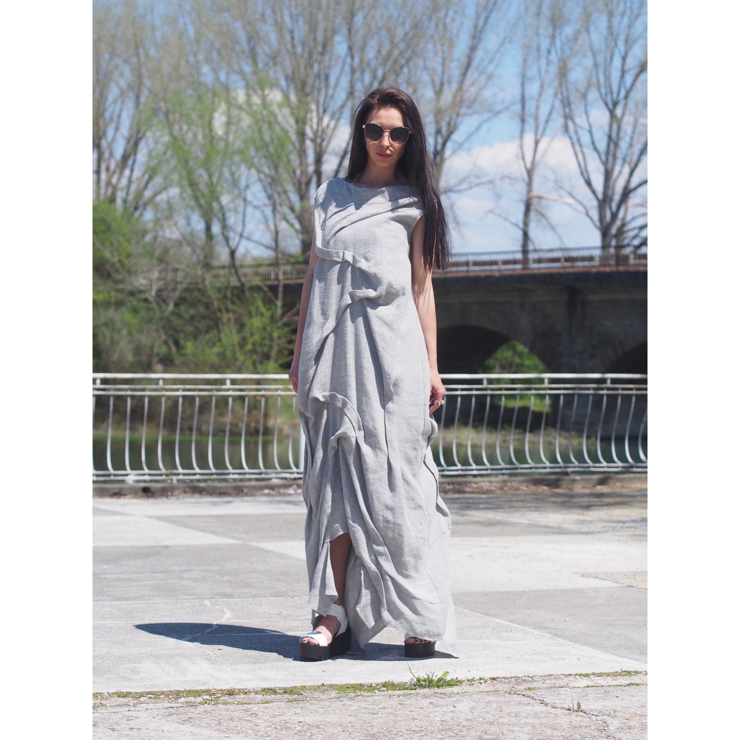 Extravagant Long Dress Women Maxi Linen Casual Spring