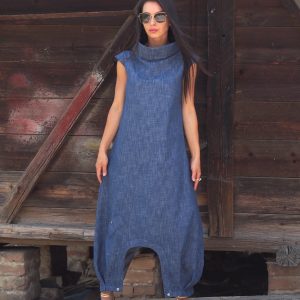 Women Maxi Summer Dress Long Denim Plus Size