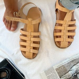 Men's Sandals Leather Gladiator Greek Summer Shoes.