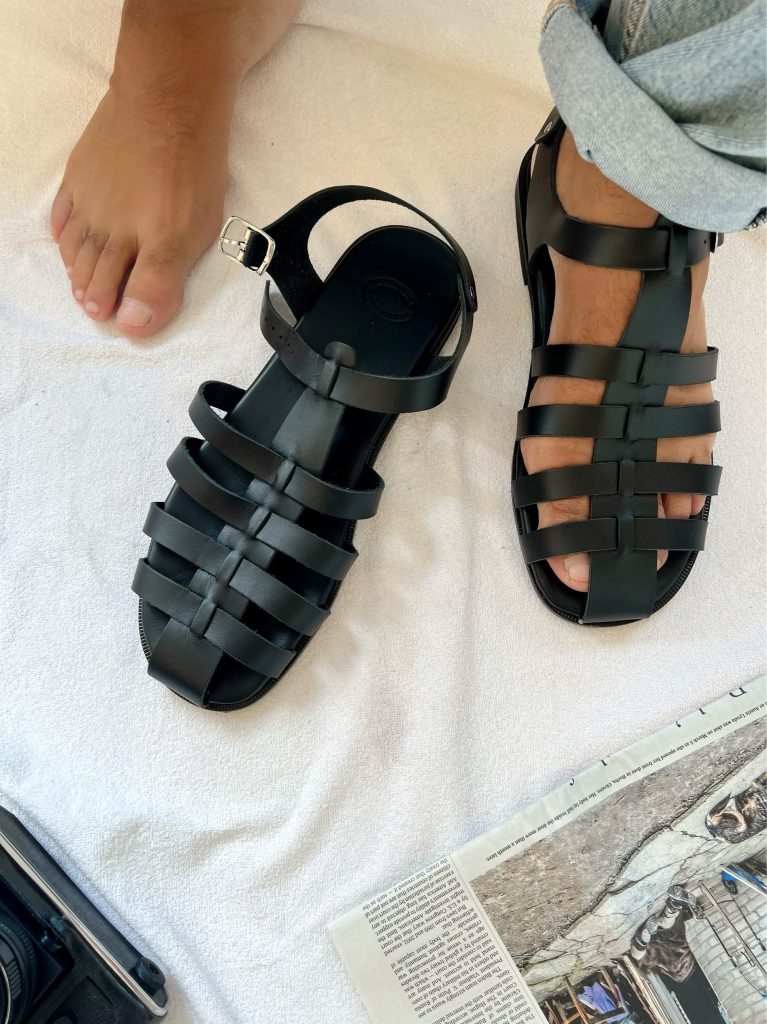 Mens Sandals Black Leather Gladiator Men Handmade Greek