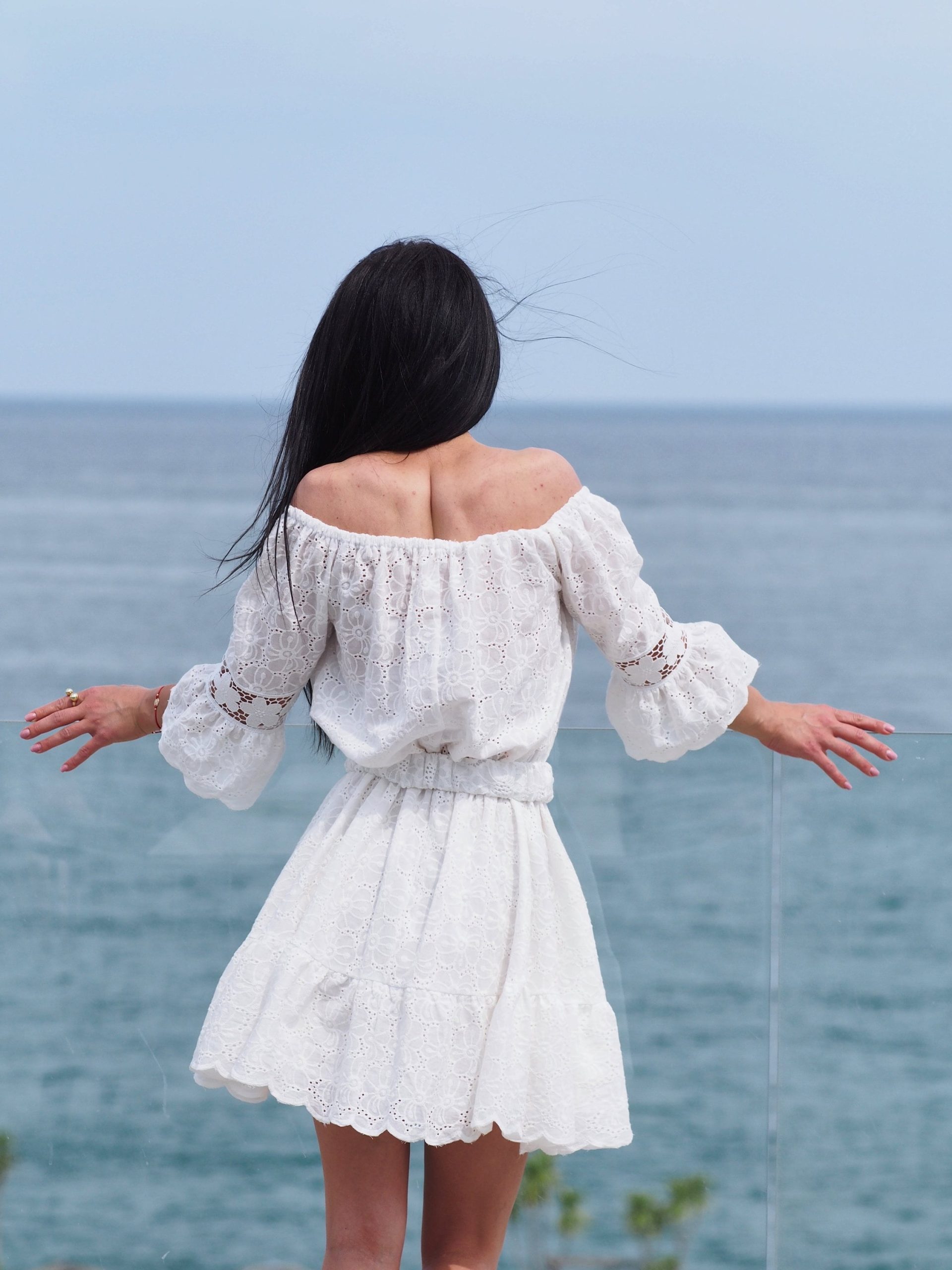 Boho White Off Shoulder Cotton Lace Dress Summer