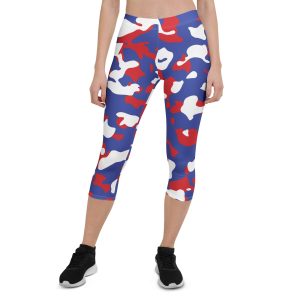 Red White Blue Camo Capri Leggings