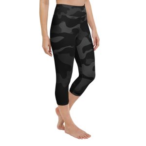 Black Camo Yoga Capri Leggings