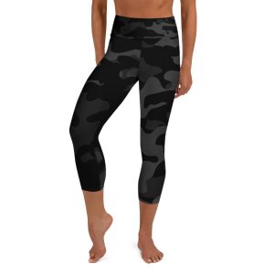 Black Camo Yoga Capri Leggings