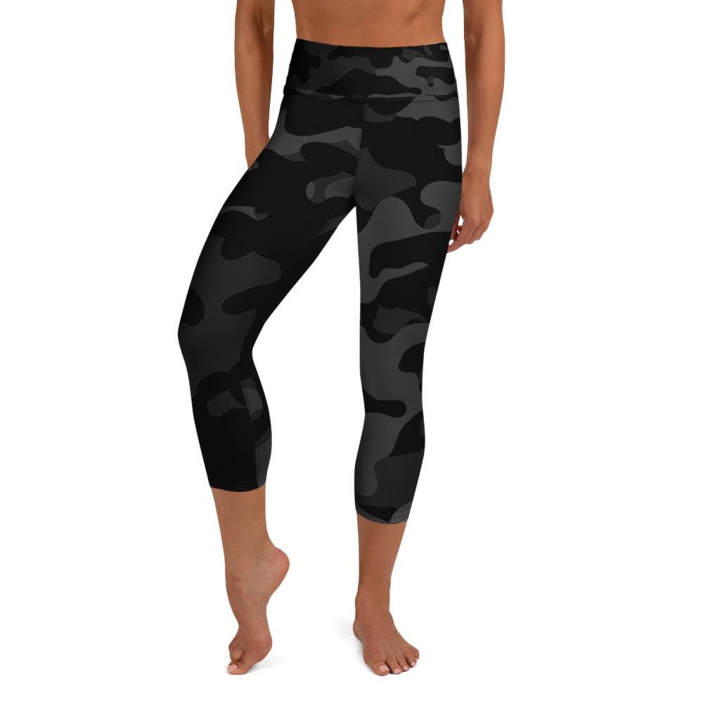 Black Camo Yoga Capri Leggings